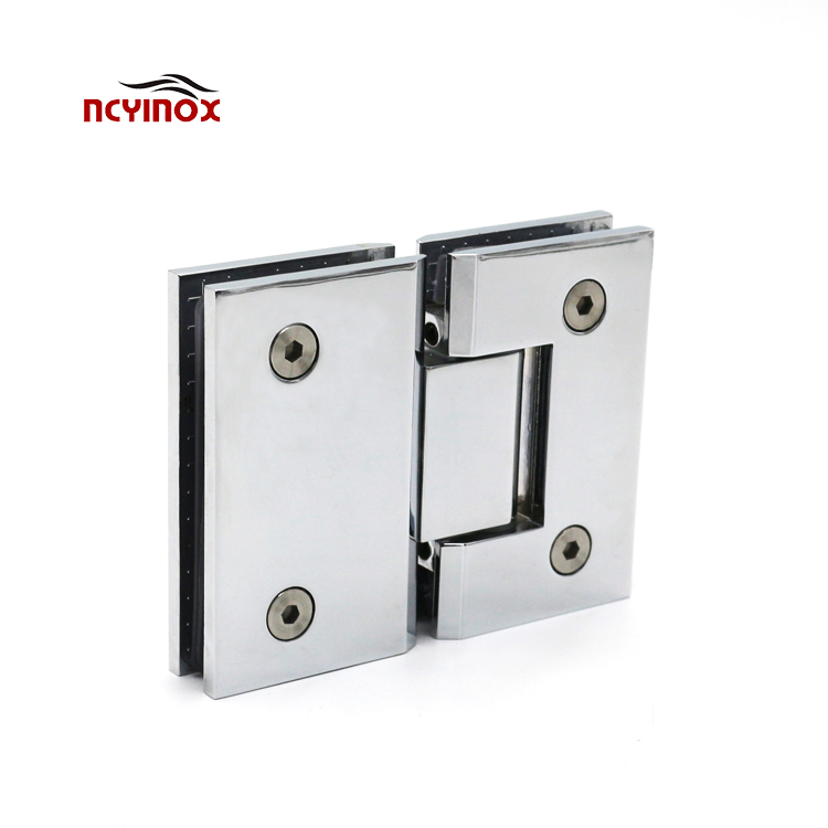 Heavy Duty Adjustable Solid Brass Spring Pivot Clamp Frameless Glass Door Hinge for Bathroom/Shower Room, Glass to Glass