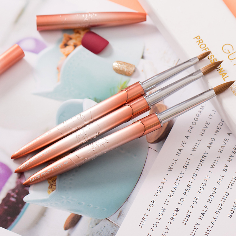 Guyo Metal Handle 100% Pure Kolinsky Nail Art Brush Customizable Logo