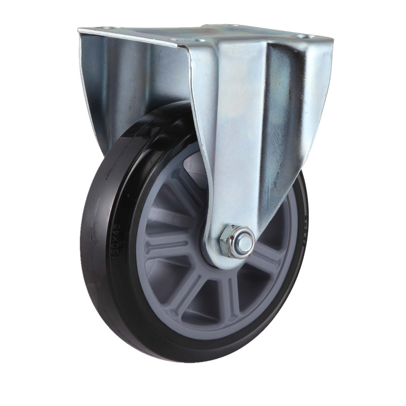 Globe Polyurethane Rigid Castor Wheels Top Plate Fixed PU Caster Wheel (Black)