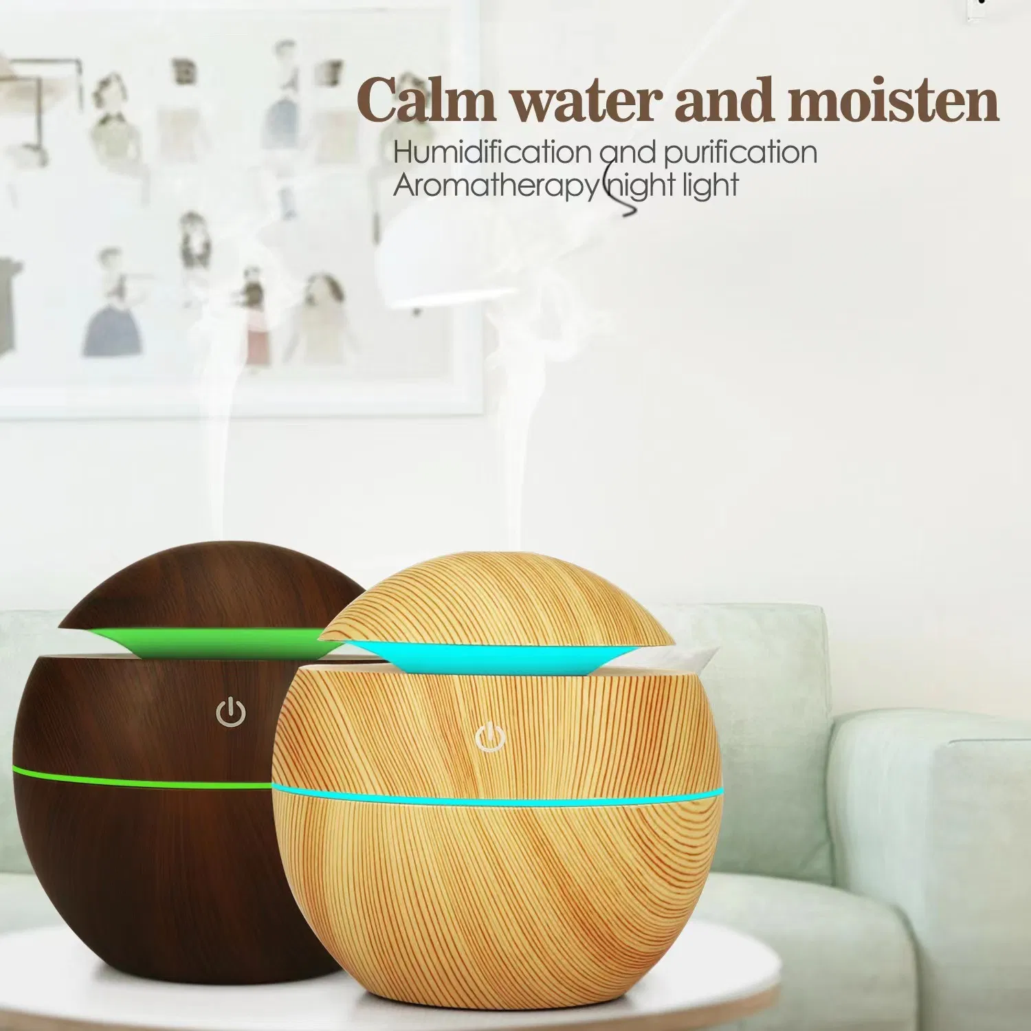 WiFi Aroma Diffuser for Home with Stylish Wood Grain Finish