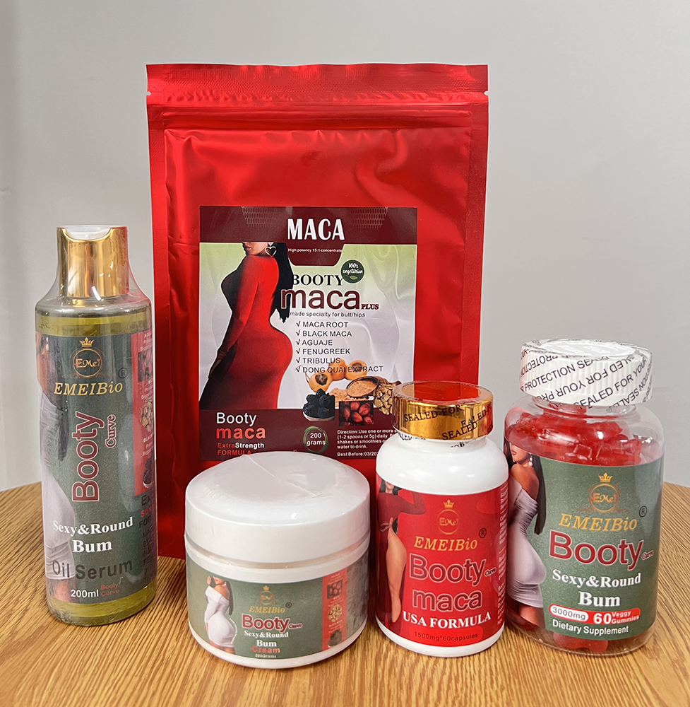 OEM Service Butt Booty Maca Best Women Health Natural Herbal Black Maca Root Powder Cream Gummy Set for Butt Enlargement