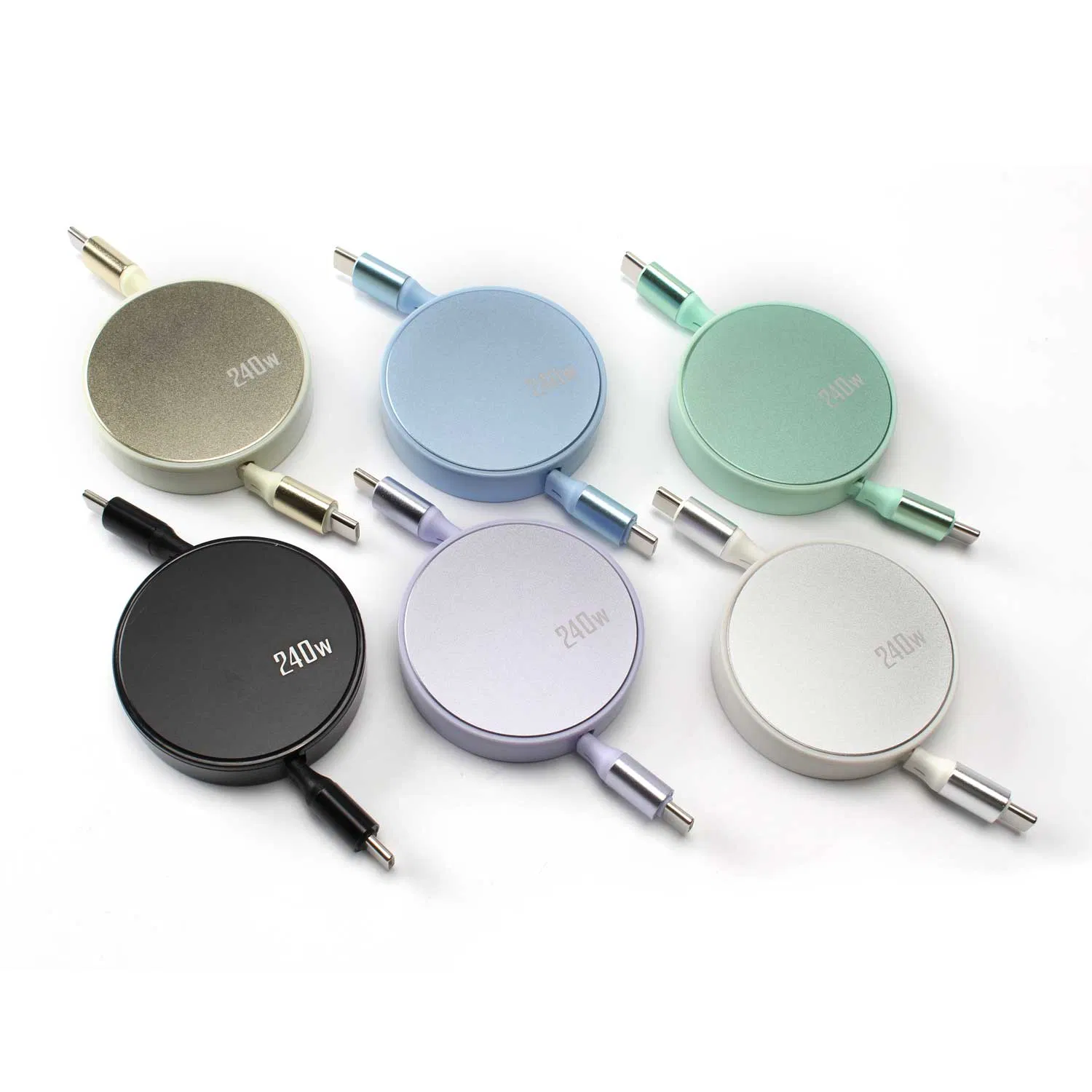 Pd240W Retractable USB C Fast Charging Flat Cable