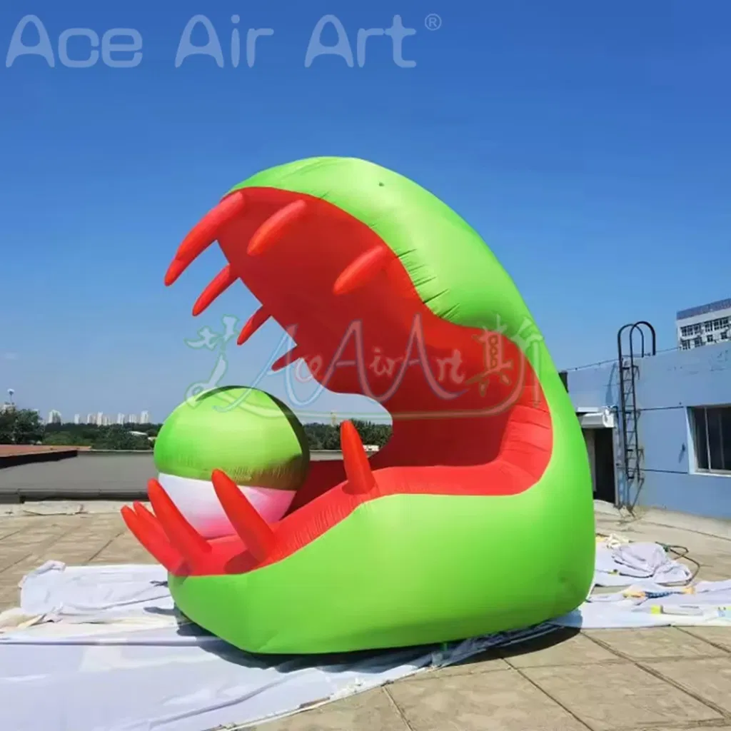5m Giant Inflatable Creative Sea Shell Clam with Eye Air Blow Halloween Monster with White Light Event Stage Decoration