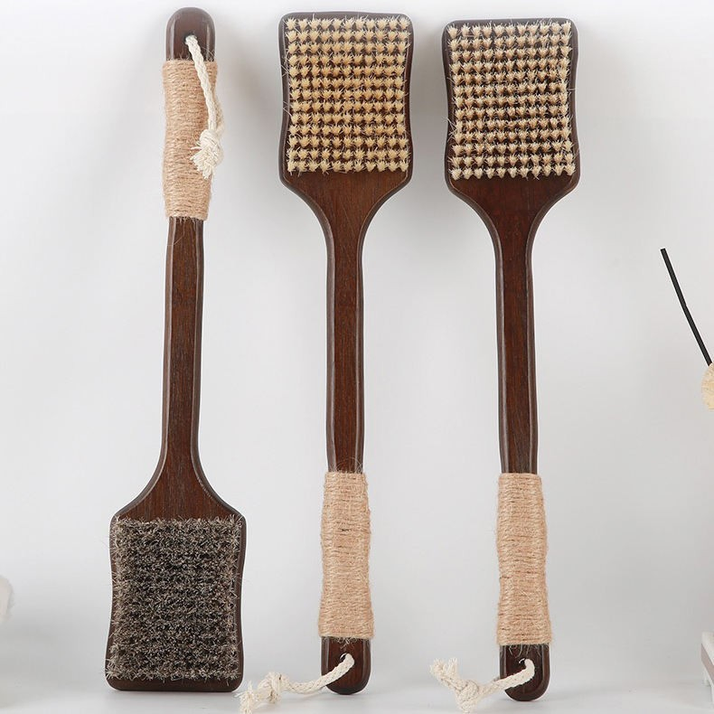 2025 Bamboo Bath Brush with Oversized Body Scratcher for Exfoliating Skin