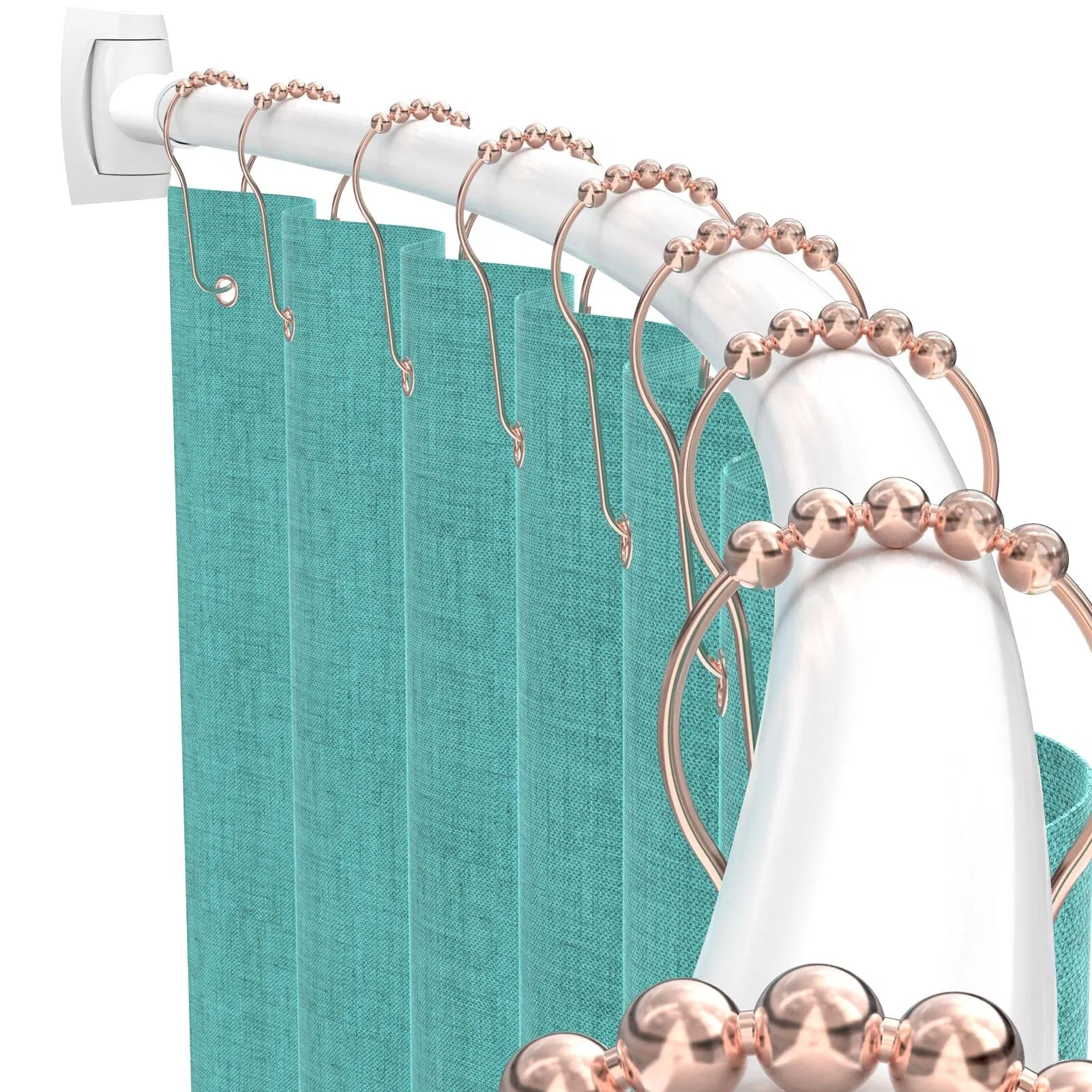 Rotating Brushed Nickel - Flips in and out for Small Bathrooms No Rust Stainless Curved Shower Rods Fit Standard Tub