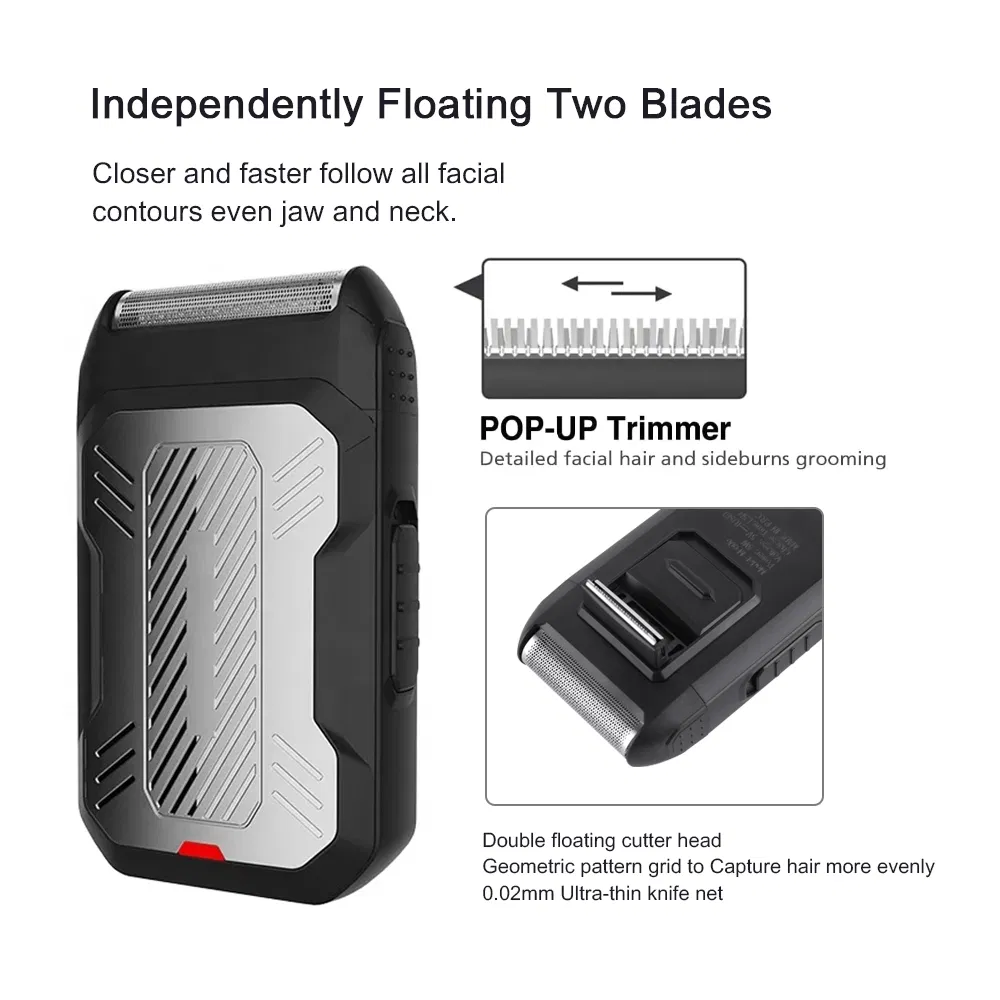 Rechargeable Travel Portable Electric Shaver for Man USB Charging Men's Shaver with Pop Trimmer