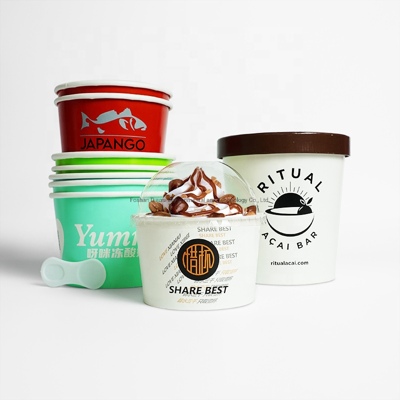 Disposable Paper Cup PLA Ice Cream Paper Cup Dessert Cup with Paper Lid