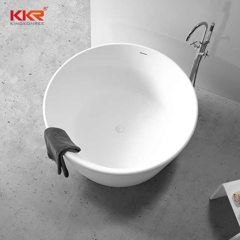 Modern Round Japanese High Freestanding Soaking Bathtub White Deeply Acrylic Stone Small Bathtub