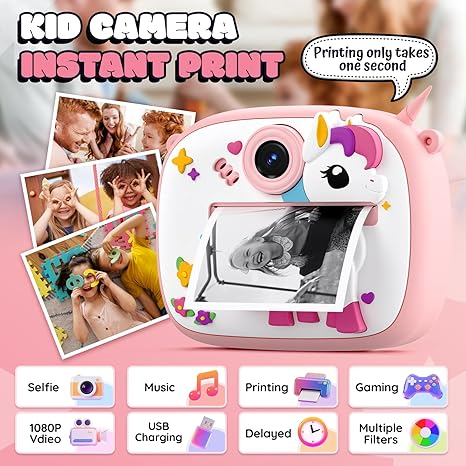 Kids Camera Instant Print, Digital Camera for Kids Unicorn Instant Print Camera
