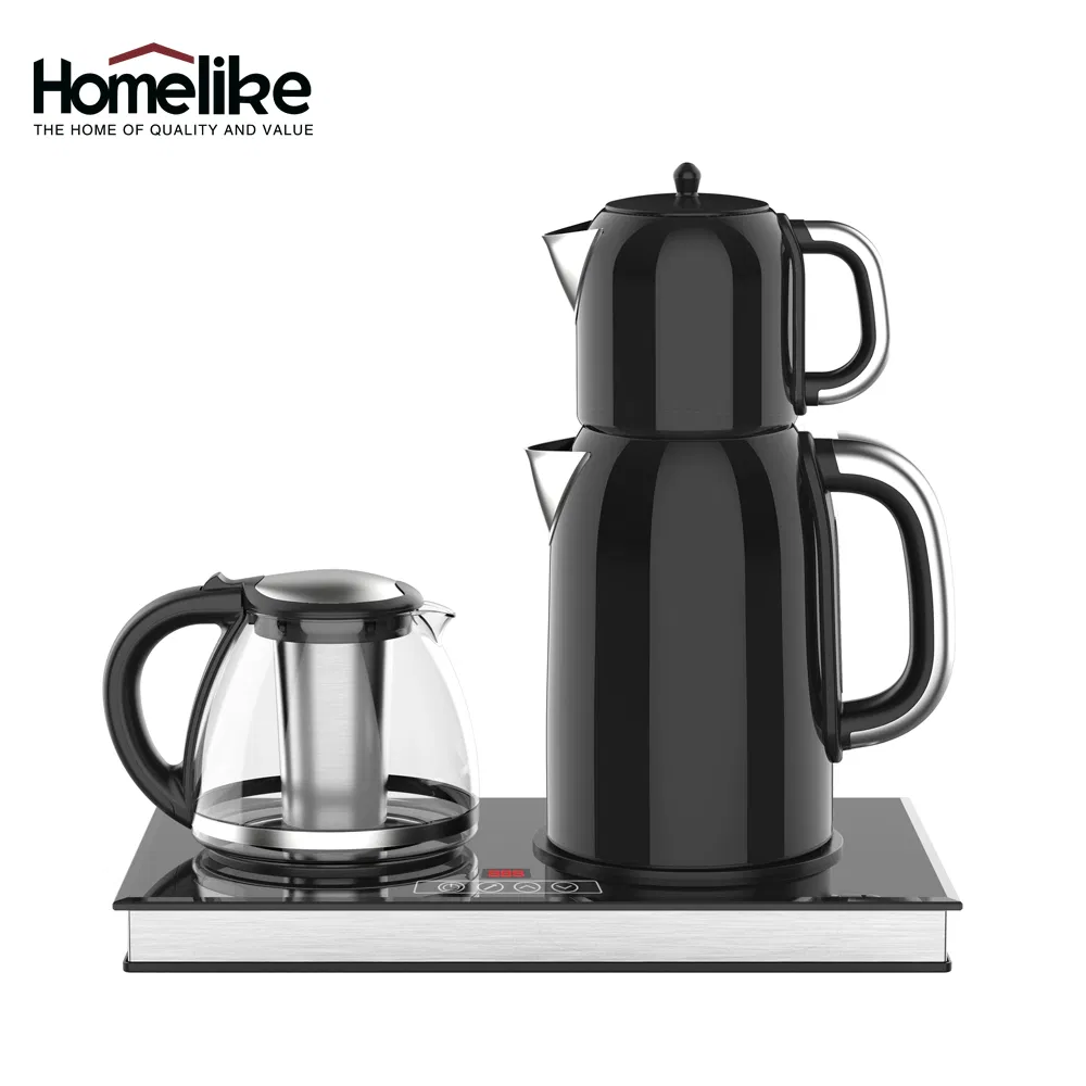 Stainless Steel Coffee Machine Turkish Tea Maker and Tea Tray Set 2-in-1 Double Kettle Tea Pot Iranian Samovar