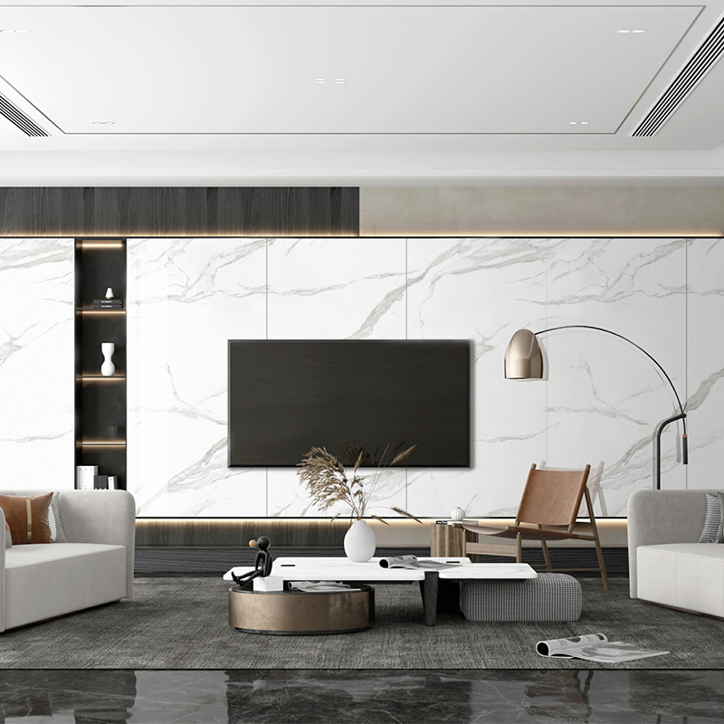 Horizon 1200*2400mm Big White Marble Slab Sintered Stone Porcelain Slab Sintered Stone Glossy