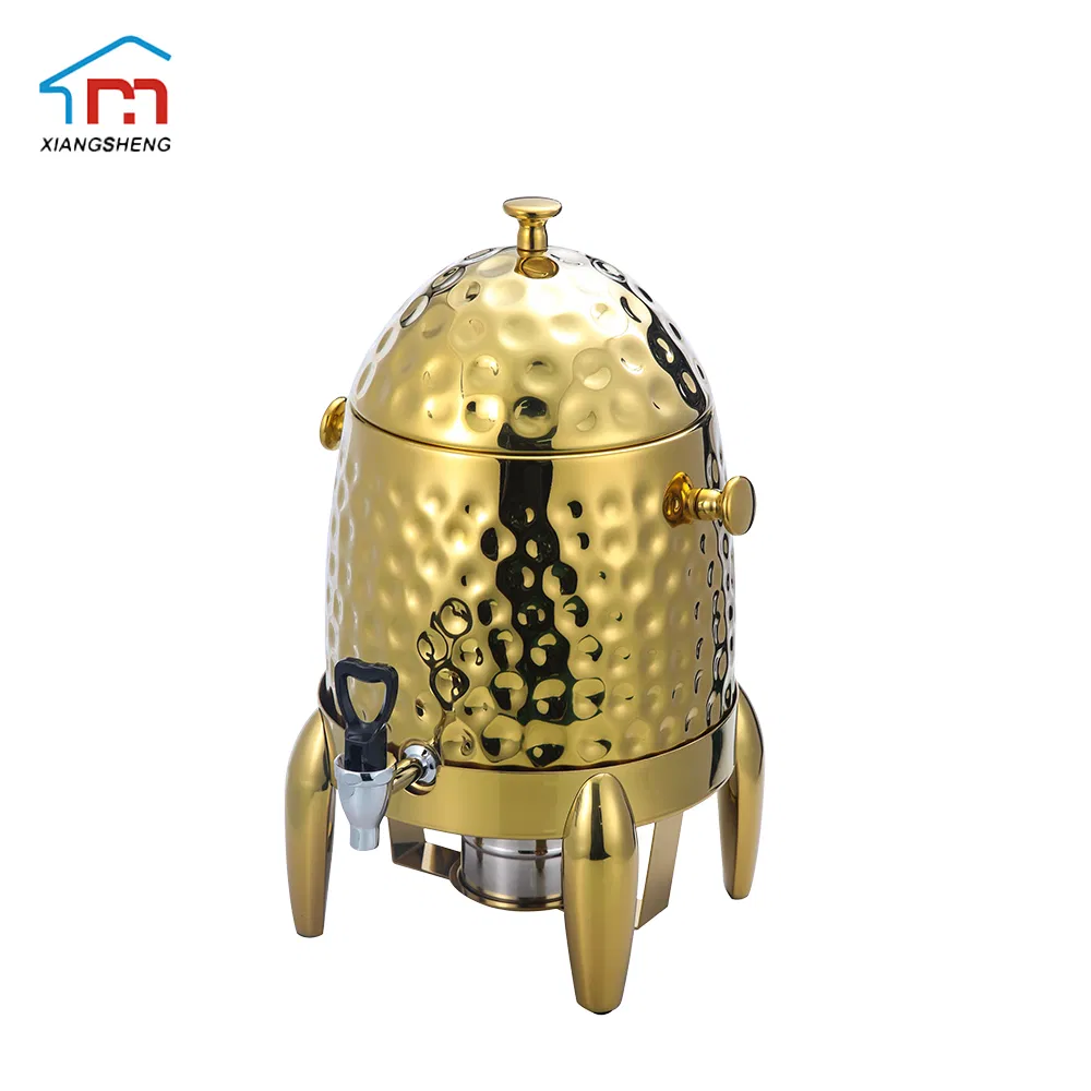 Xiangsheng Big Hammered Stainless Steel Drink Dispenser Golden Plating Milk Coffee Dispenser