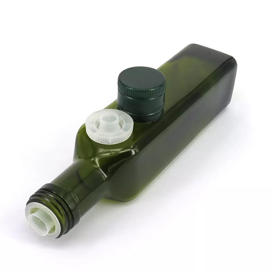 Food Grade 250ml 500ml 750ml 1000ml Square Dark Green Marasca Glass Bottle Olive Oil Bottle