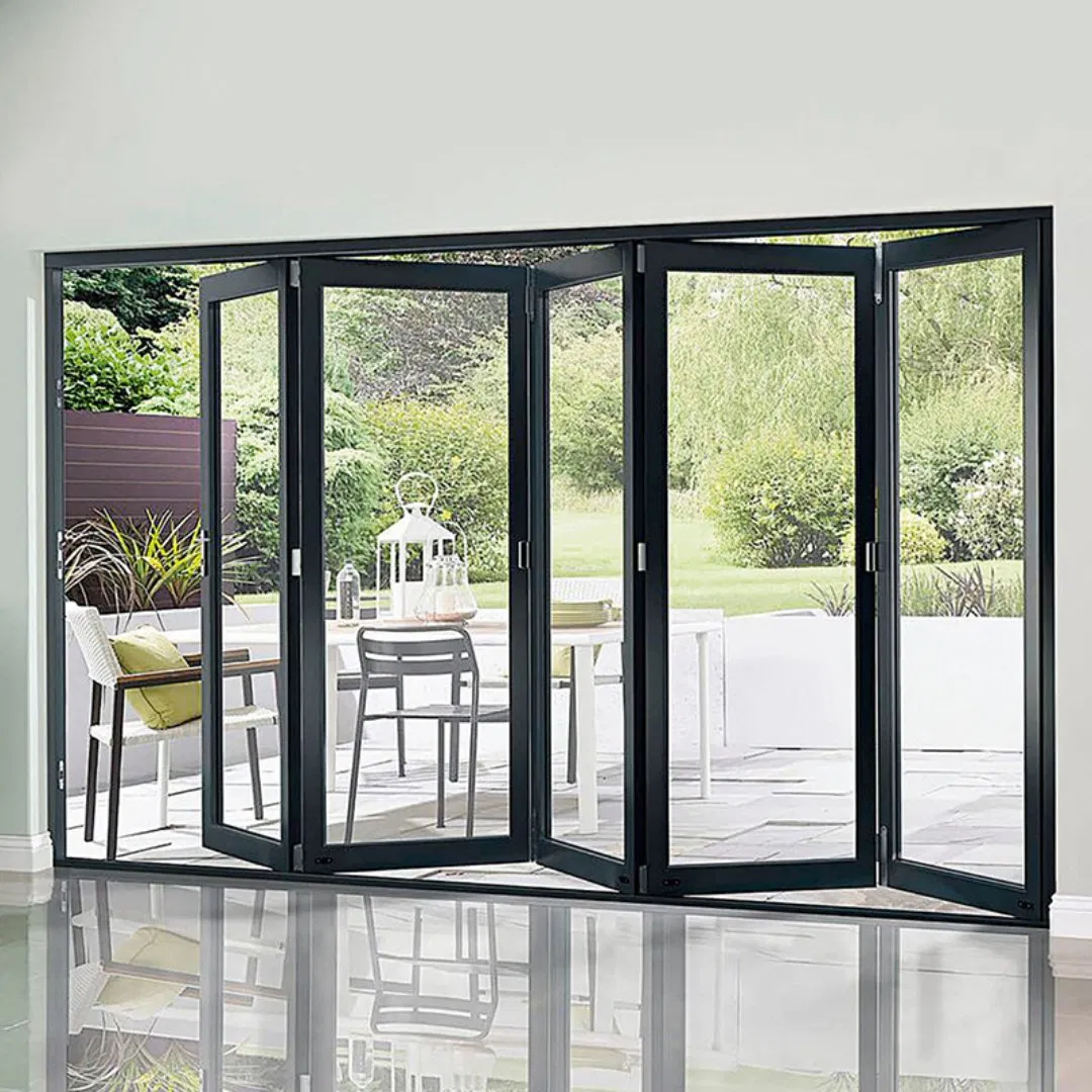 Elegant Aluminum-Framed Glass Folding Doors with Low-E Technology