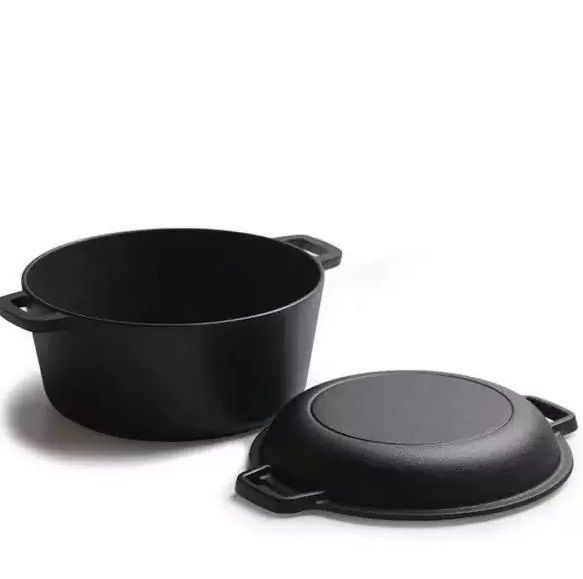 Hot Sale Pre-Seasoned Cast Iron Dutch Oven with Skillet Lid for Camping