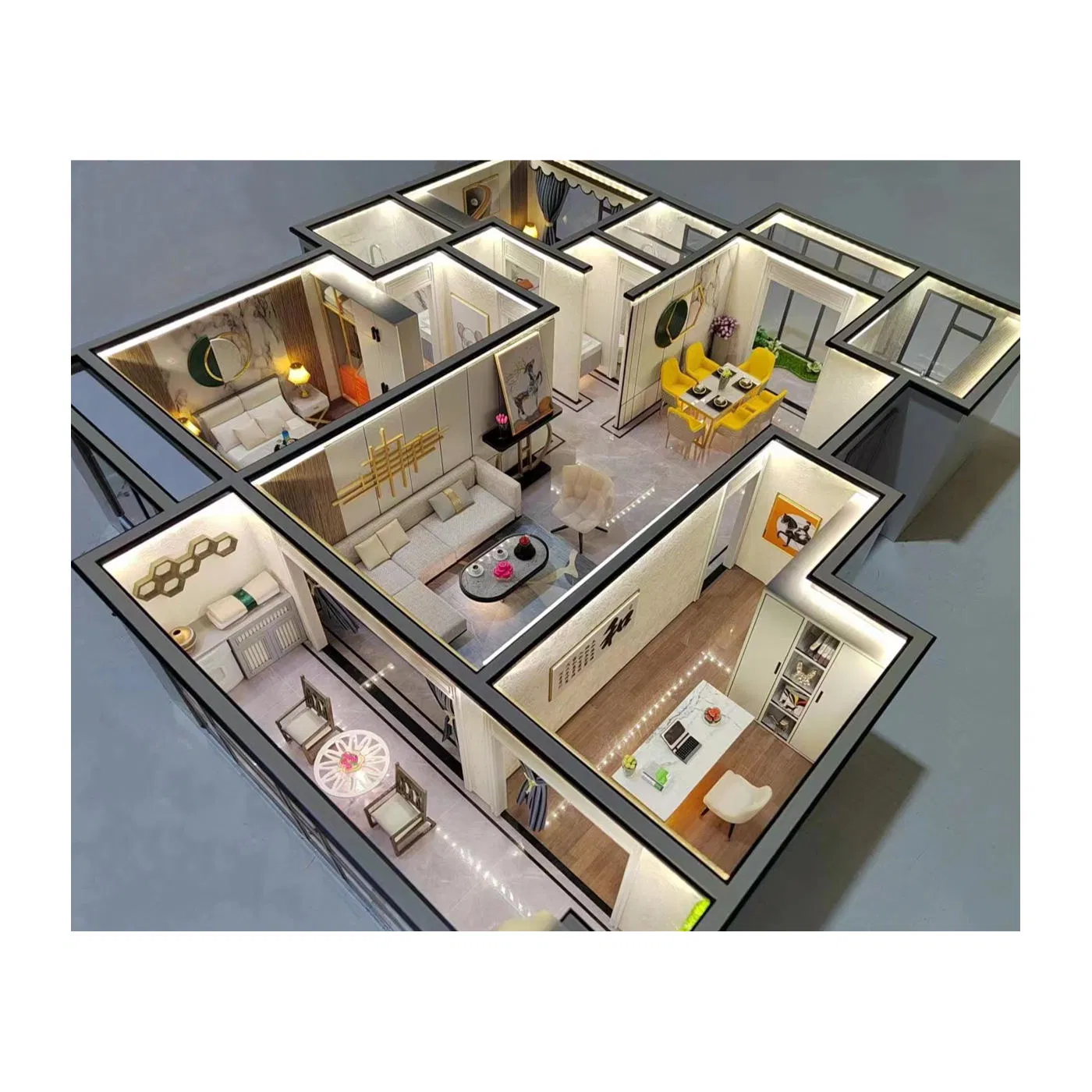 3D Residential Building Interior Space Layout Design Scale Model