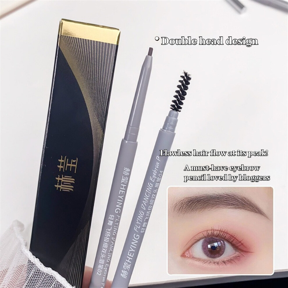 Two Sided Spiral Fine Eyebrow Pencil with Fine Point and Angled Spoolie Brush for Precise Application