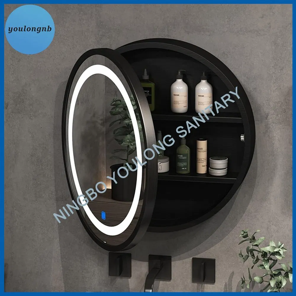 Modern Smart Touch Screen Oval LED Bathroom Anti-Fog Mirror with Time Screen
