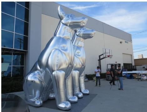 2023 New Giant Inflatable Girl Puppy Dog with Happy Fall Tag