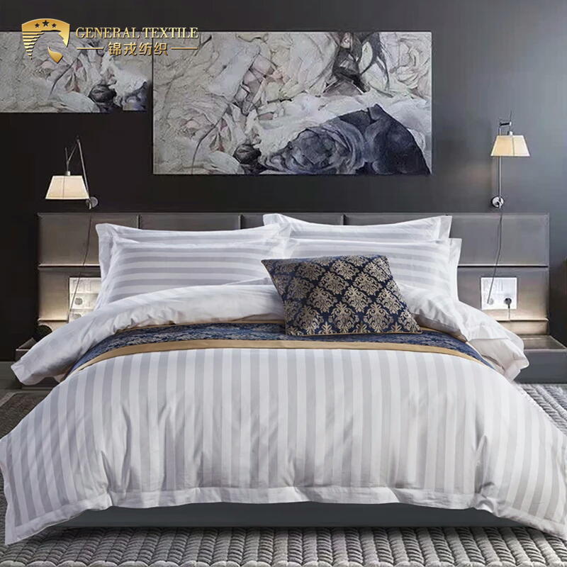 Hot Sale 100% Cotton Bed Linen 1cm Stripe Style Hotel Bedding Sets (JRD784)
