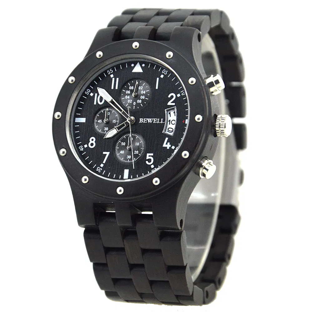 OEM Handcrafted Mens Japanese Movement Wood Watch with Custom Logo