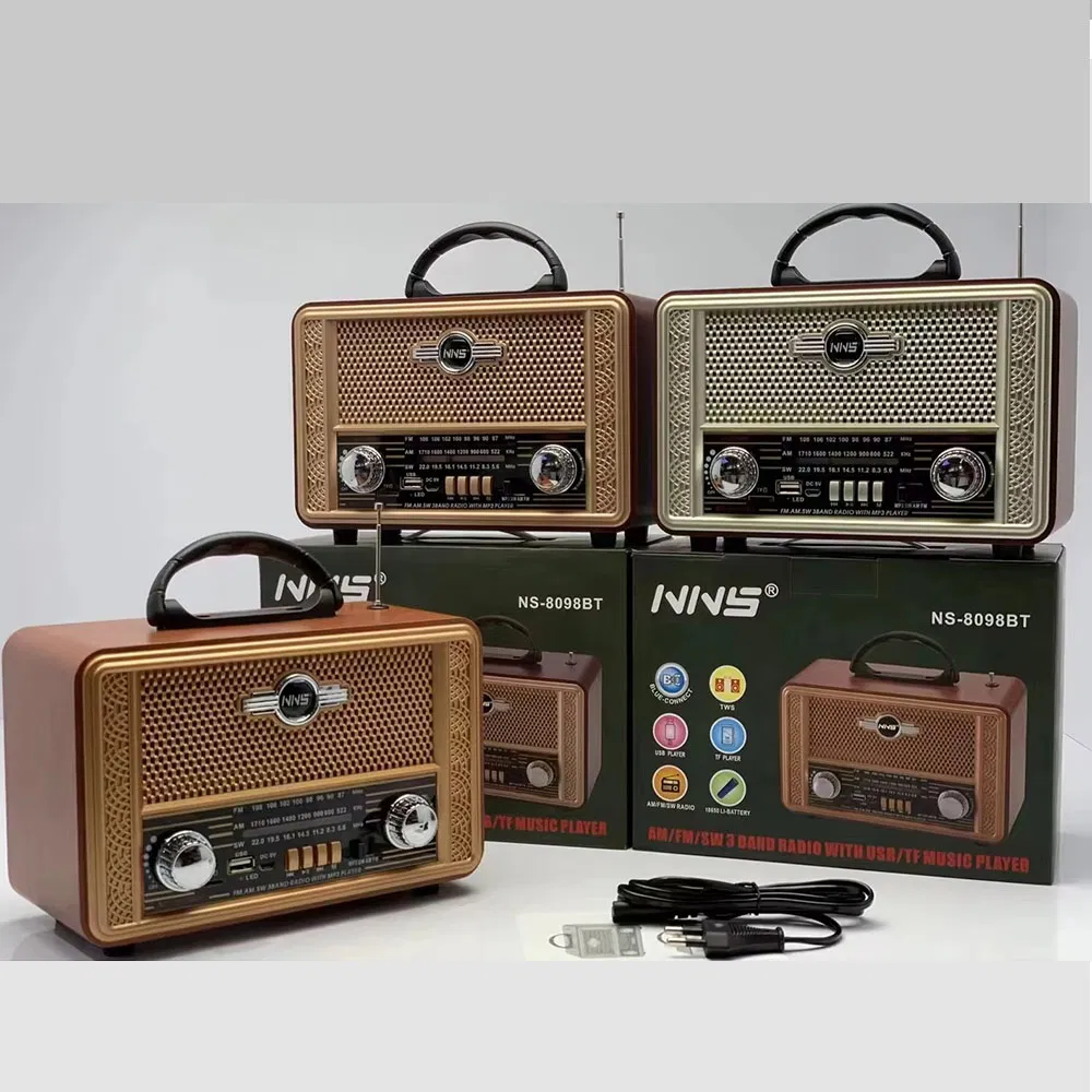 Ретро радио NS-8098BT с Bluetooth, деревянный корпус