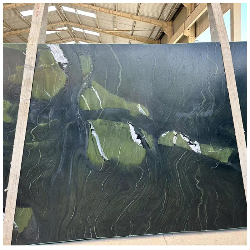 Brazilian Dark Green Avocatus Quartzite Leathered Slabs for Countertops and Tables