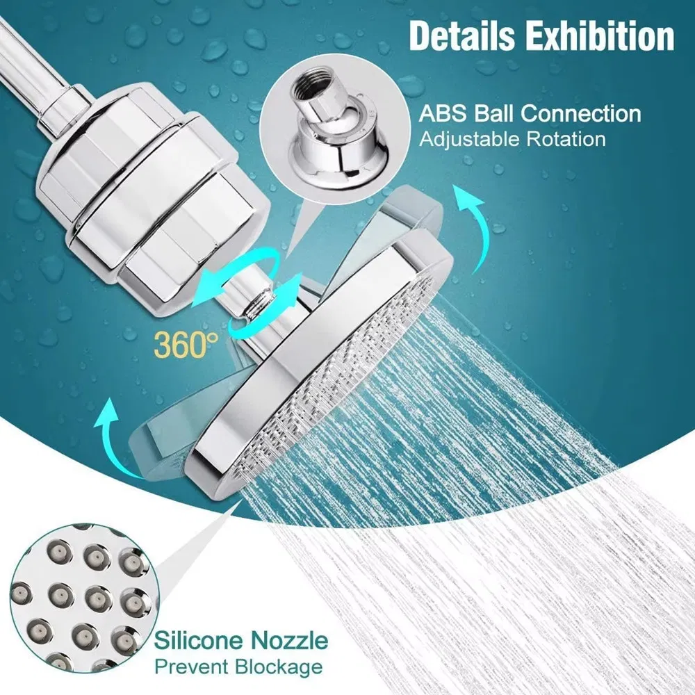 Bath Shower Adjustable Jetting Shower Head Water Bathroom Anion Filter Shower SPA Nozzle