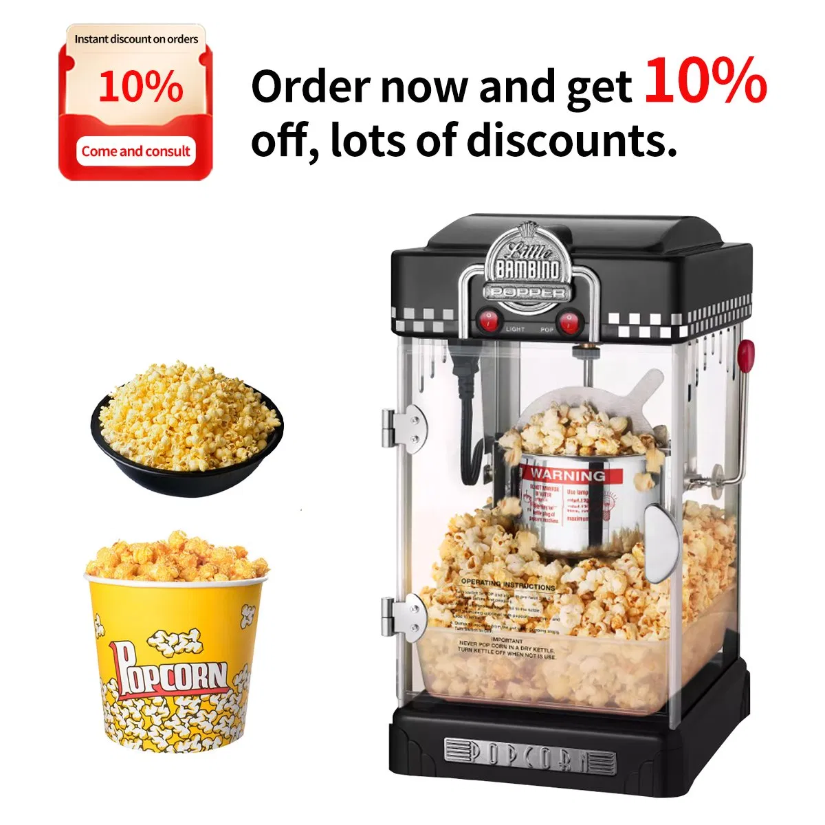 Household Electric Big Capacity Popcorn Making Machine