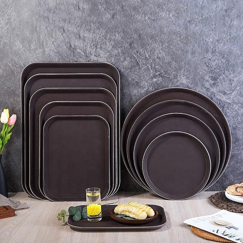 Commercial Non-Slip PP Plastic Rectangle Fast Food Serving Tray for Cafeteria