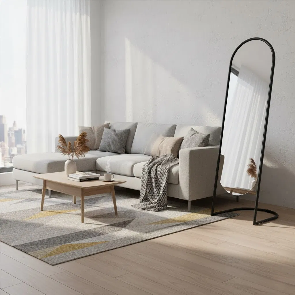 Arched Dressing Mirror: Black Metal Full - Length Mirror