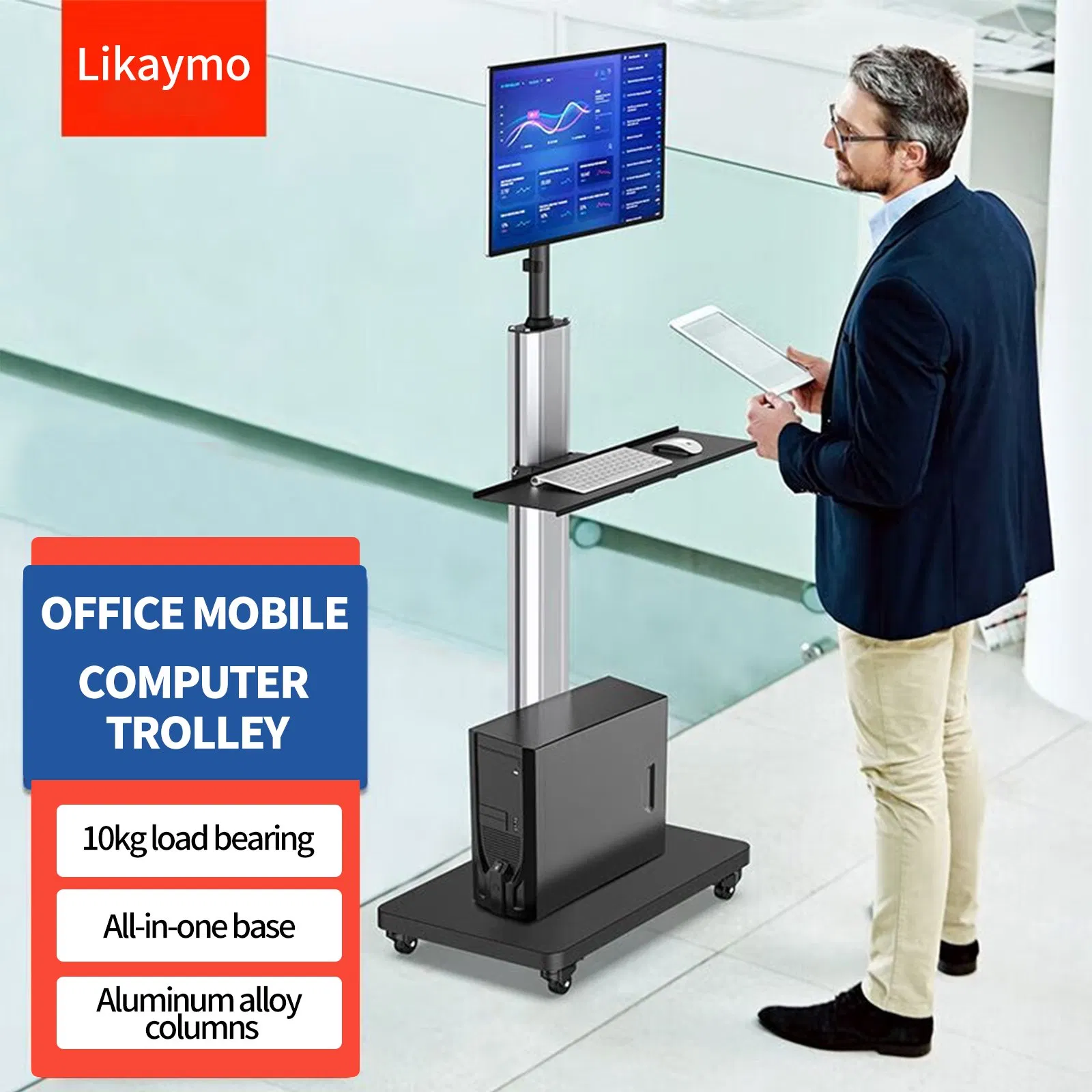 Portable TV Stand with Lockable Wheels for Secure Mobility