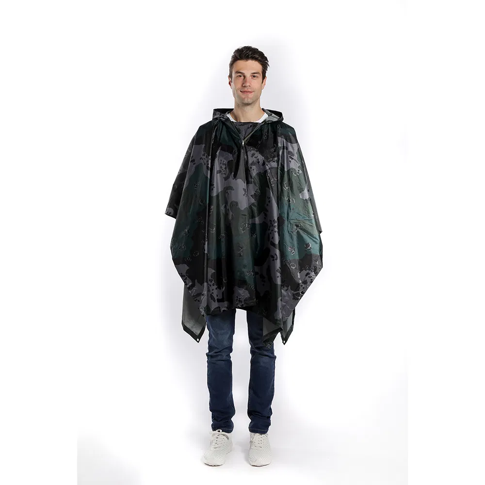 Fast Delivery Rain Poncoh Digital Camouflage Rain Poncho Camo Raincoat Long Size