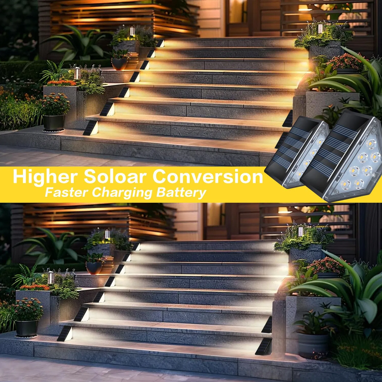 Cross-Border Solar-Powered Triangular Garden Path Solar Decoration Step Lights