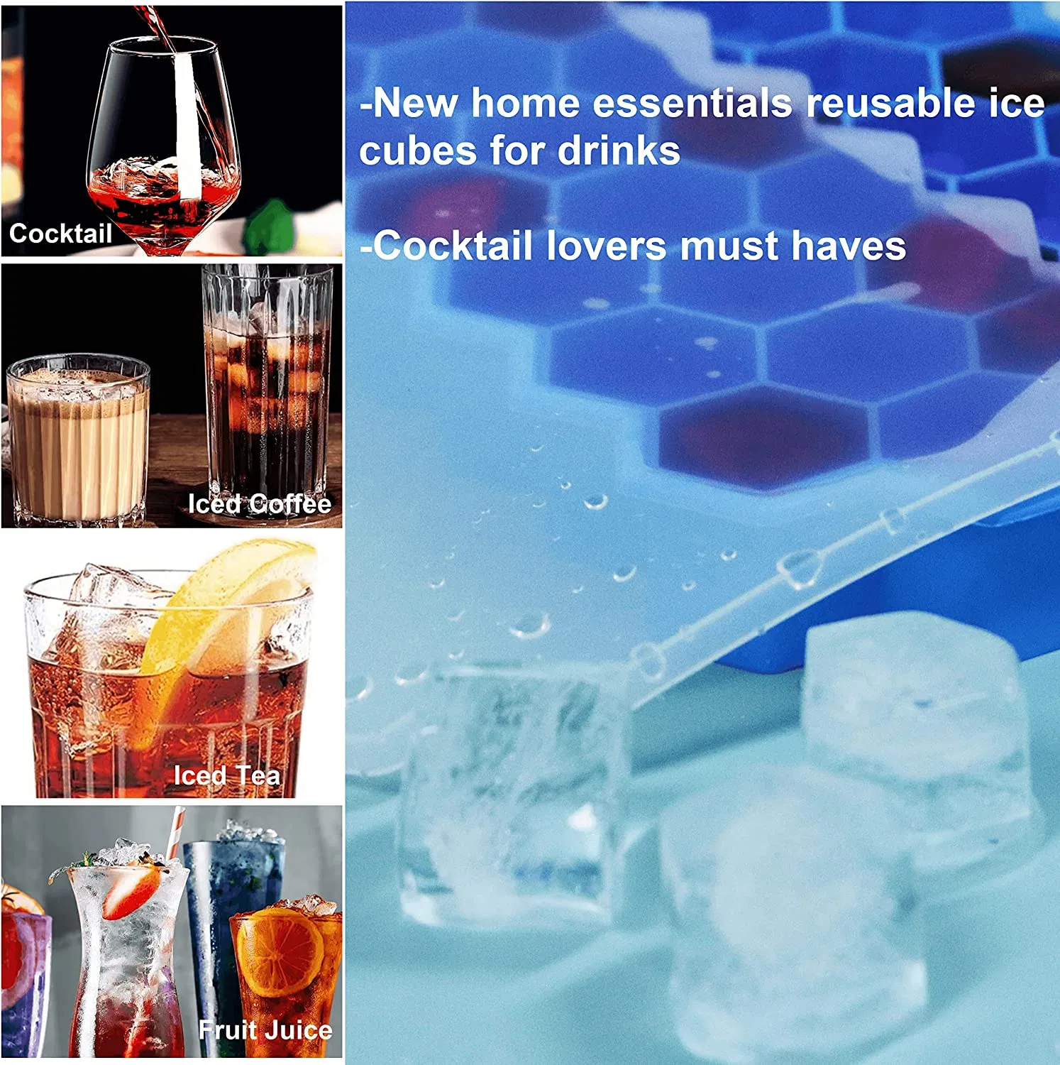 Silicone Ice Cube Tray with Lid in Organizer Bins or Ice Bucket