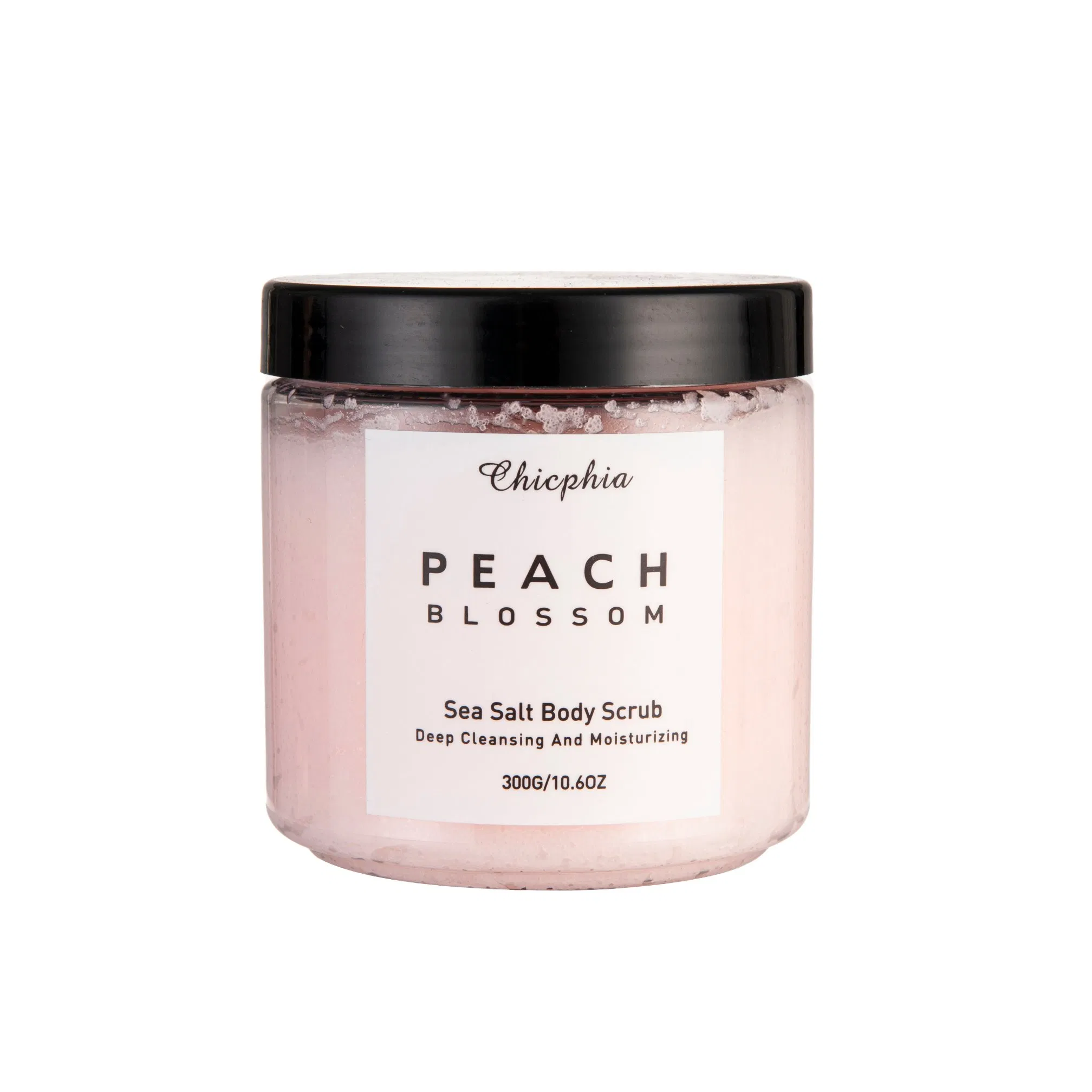 OEM Private Brand 300g Sea Salt Body Scrub Peach Blossom
