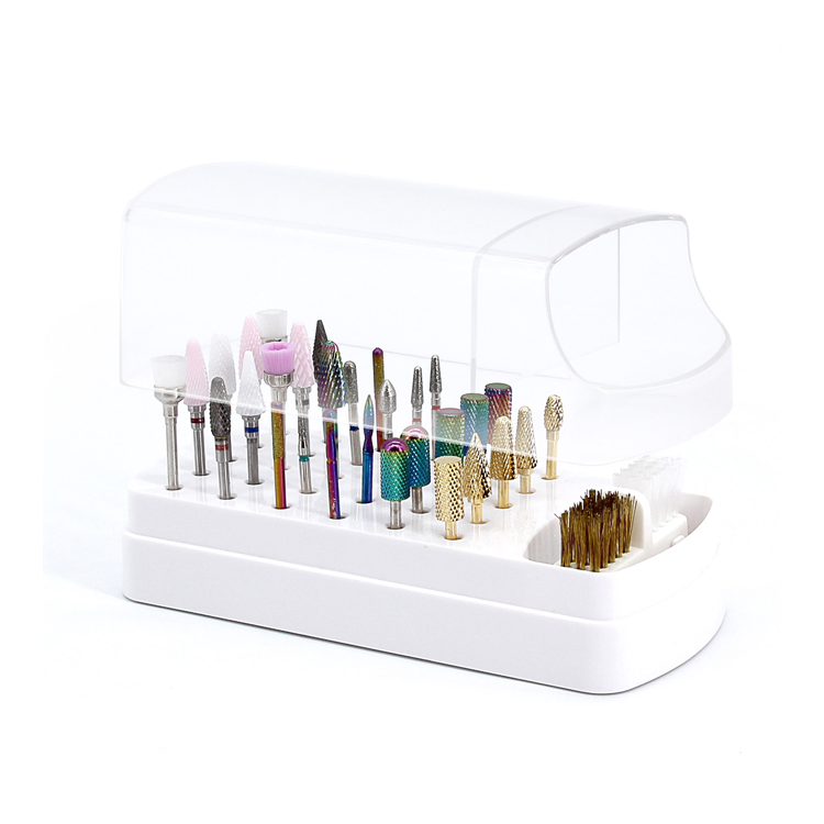 Professional 30 Slots Empty Nail Drill Bit Holder Display Box for Nails Art Manicure