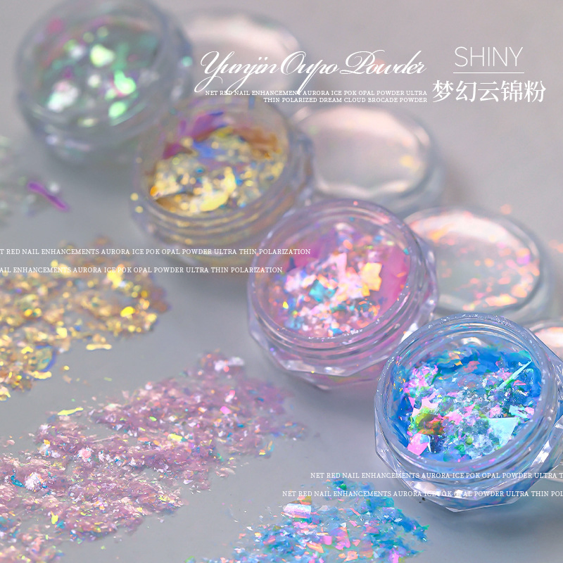 Wholesale Nail Glitter Cloud Brocade Powder Super Fairy Aurora Opal Powder