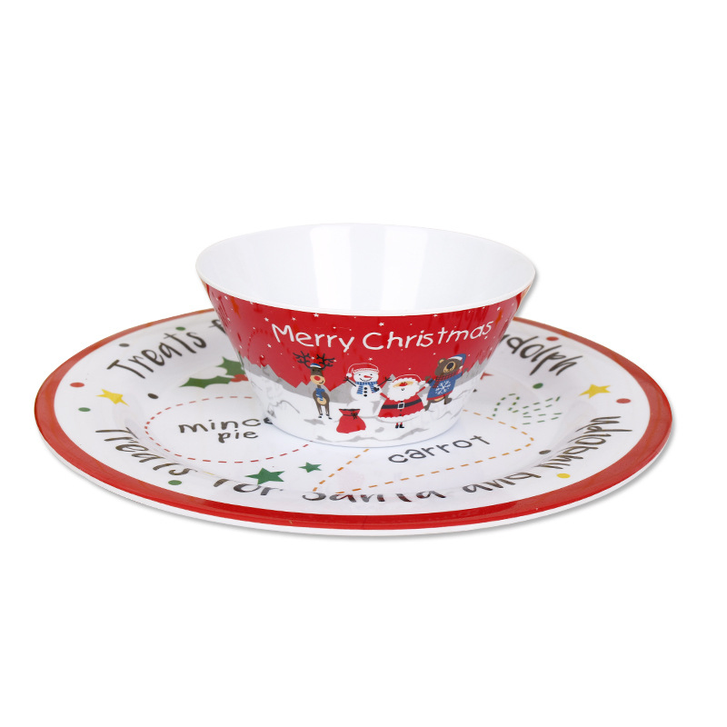 Customzied Christmas Design Melamine Salad Bowl Plate and Tray for Christmas Party