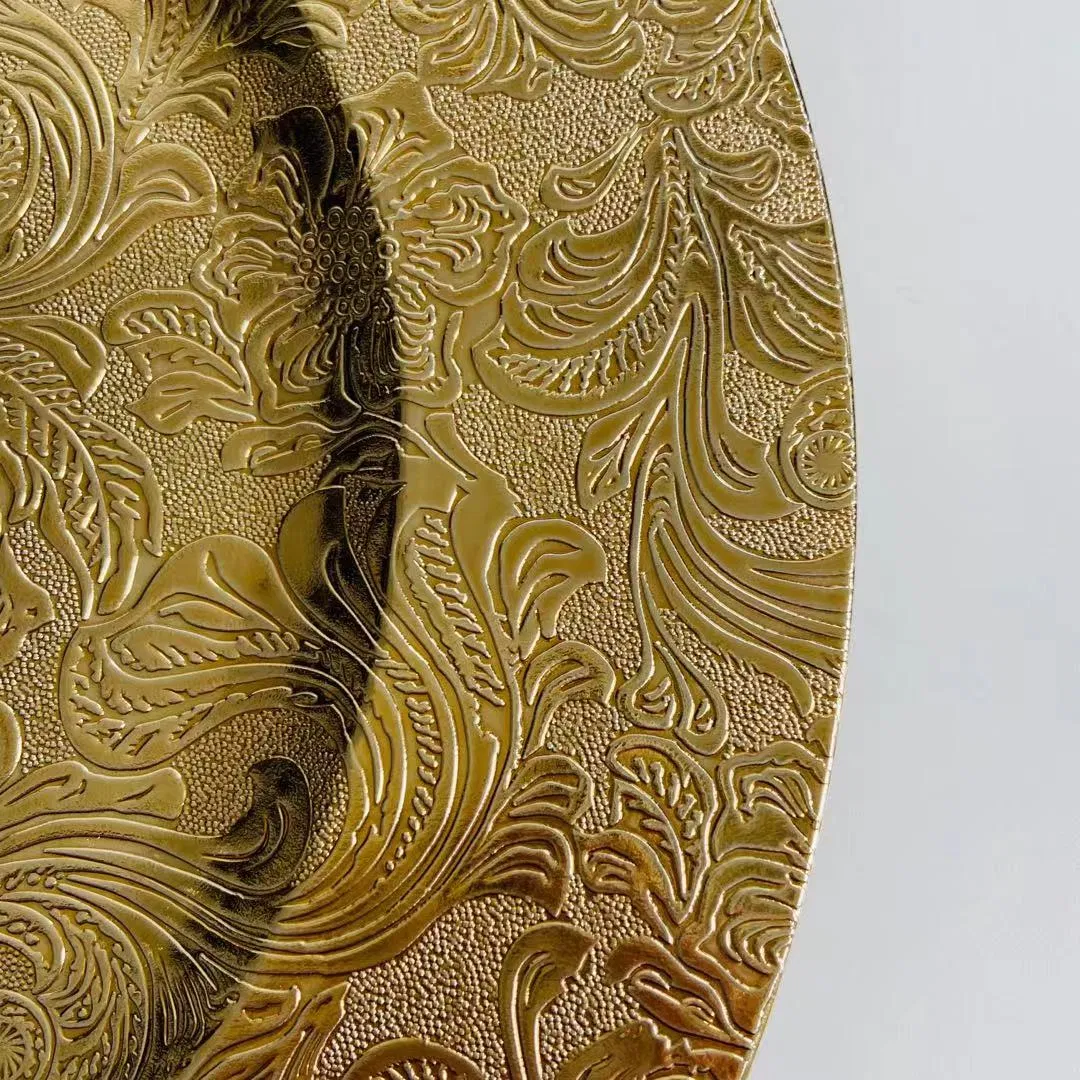 a Medieval Plastic Charger Plate with Golden Retro Patterns