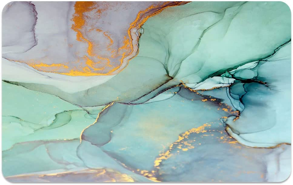 Diatomaceous Earth Bath Mat Modern Teal Marble Design Super Absorbent Fast Drying Non-Slip Diatomite Mud Bathroom Floor Rugs Office Doormat Kitchen