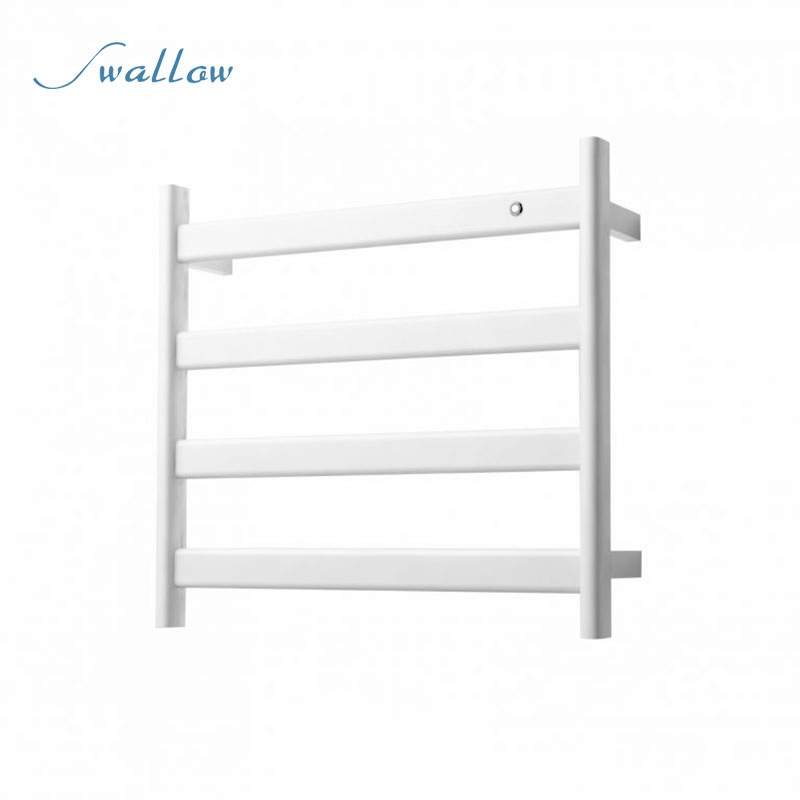 Straight 4-Bar Hardwired Electric Towel Warmer in Matte White or Matte Black