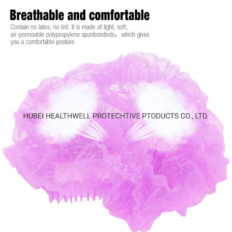 100 Pieces Disposable Nonwoven Bouffant Cap Food Service Hair Nets Caps Anti Dust Shower Elastic Caps for Kitchen Hair Salon Cover (Blue)