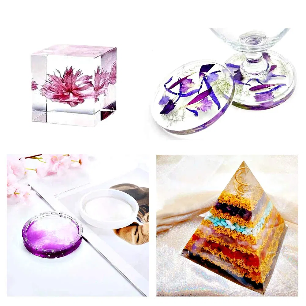 Kit Epoxy Sphere Cube Pyramid DIY Trays Coasters Candles Resin Molds Silicone