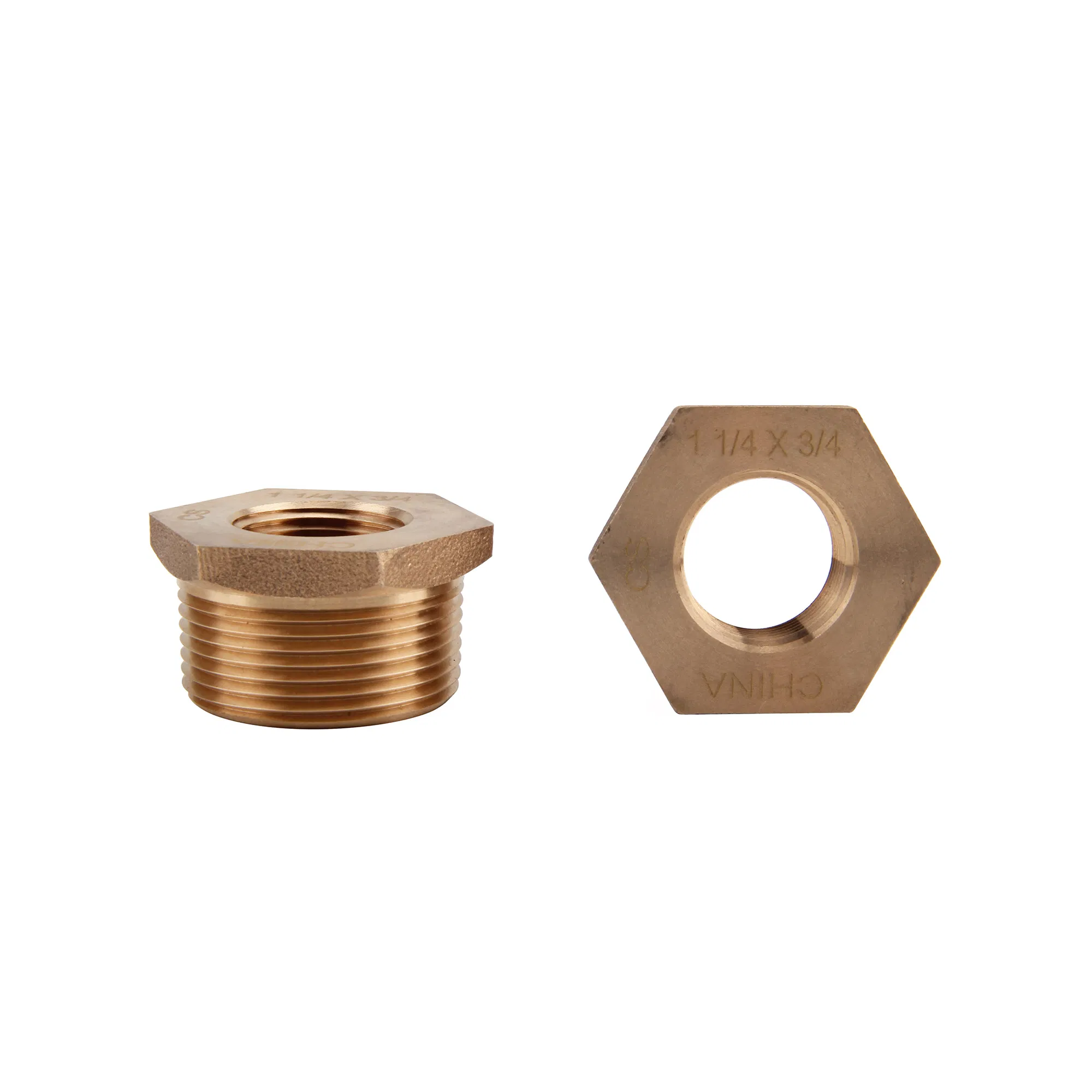Durable Hex Brass Fitting: 1-1/4" NPT Male to 3/4" Female