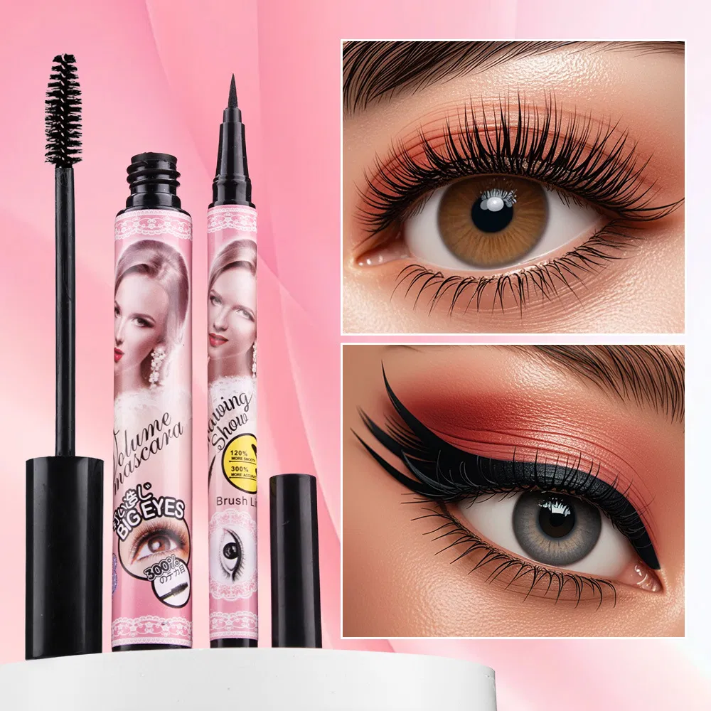 Waterproof Thick Long Curling Silicone Brush Head Three-Dimensional Natural Eyeliner+Msacara