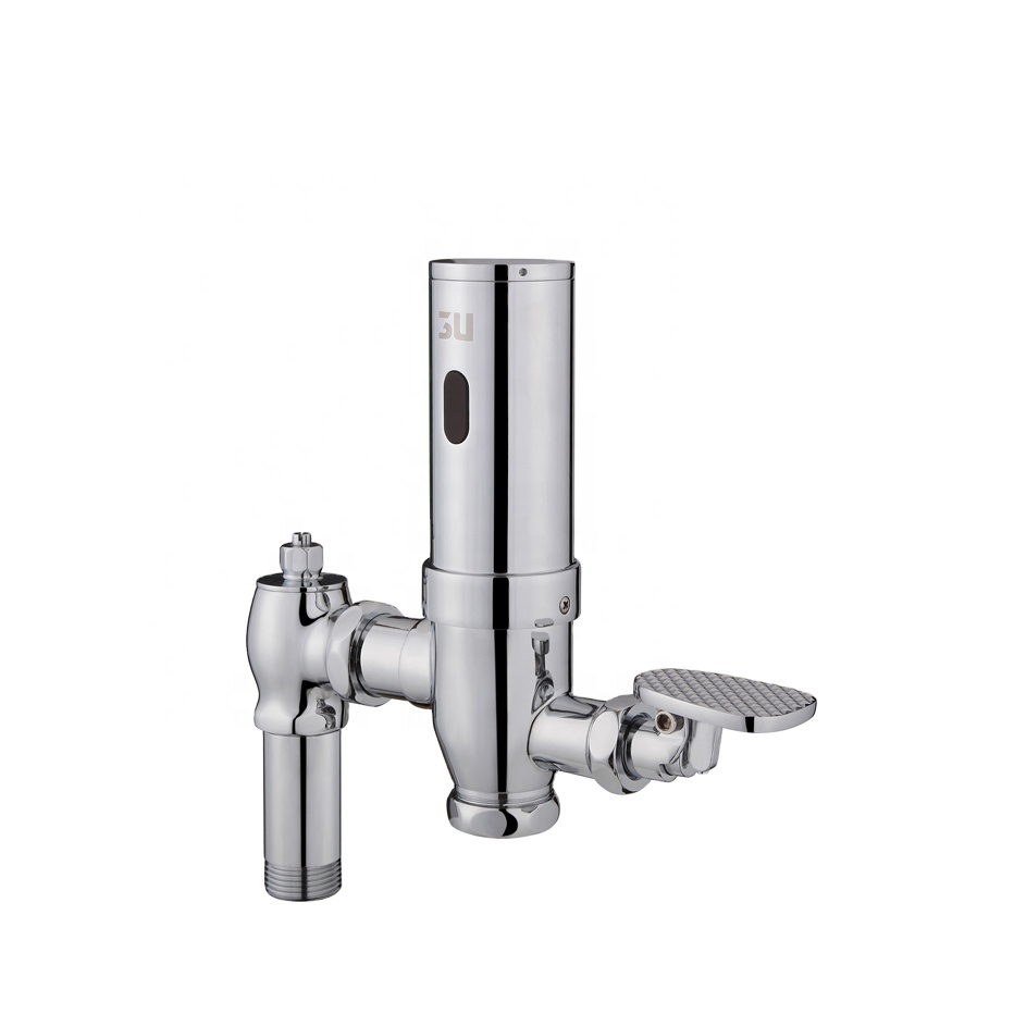 3u External Brass Flush Valve Kit Automatic Toilet Flusher with Override Button