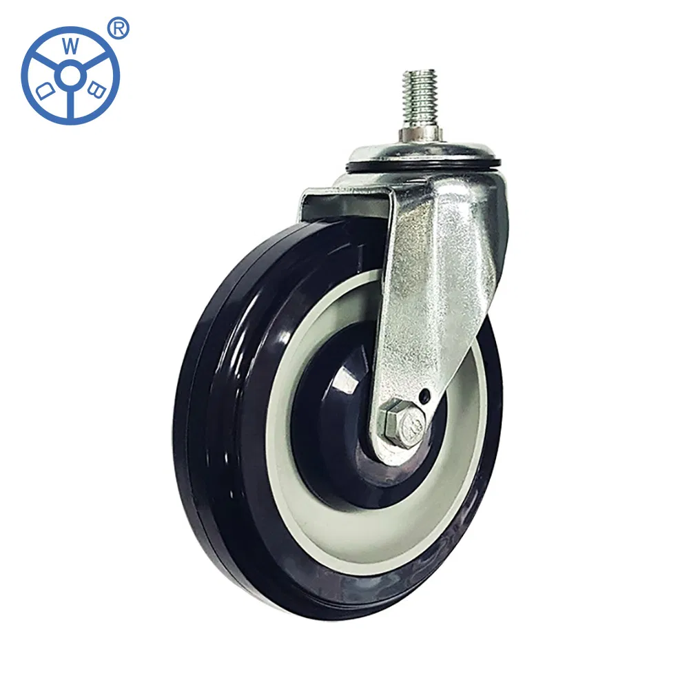 5 Inch 125 mm American Threaded Stem Type PU Expending Stem Supermarket Shopping Trolley Wheels