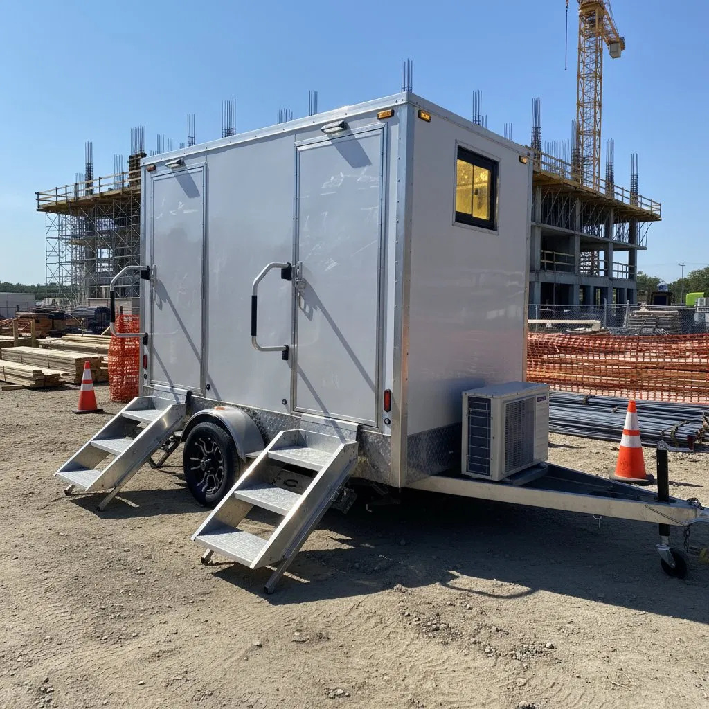 Factory Price Outdoor Trailer Toilet and Shower 2/4/8 Stall Restroom Public Wc Luxury Washroom Bathroom Movable Portable Mobile Toilet Trailer Portable Bathroom