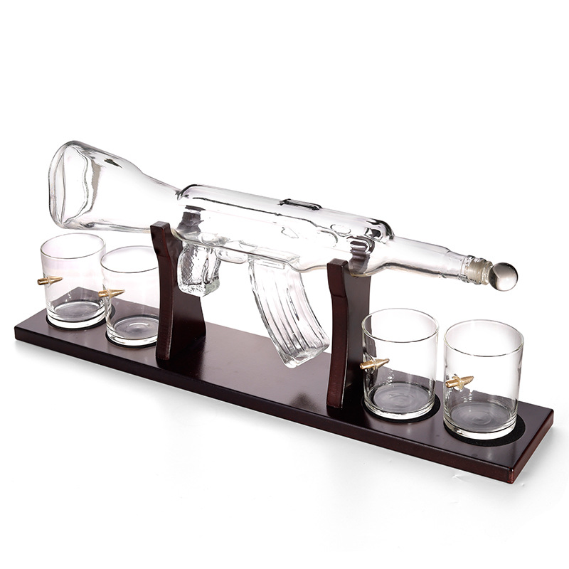 Handmade Clear Glass Wine Whiskey Decanter Set with Glasses